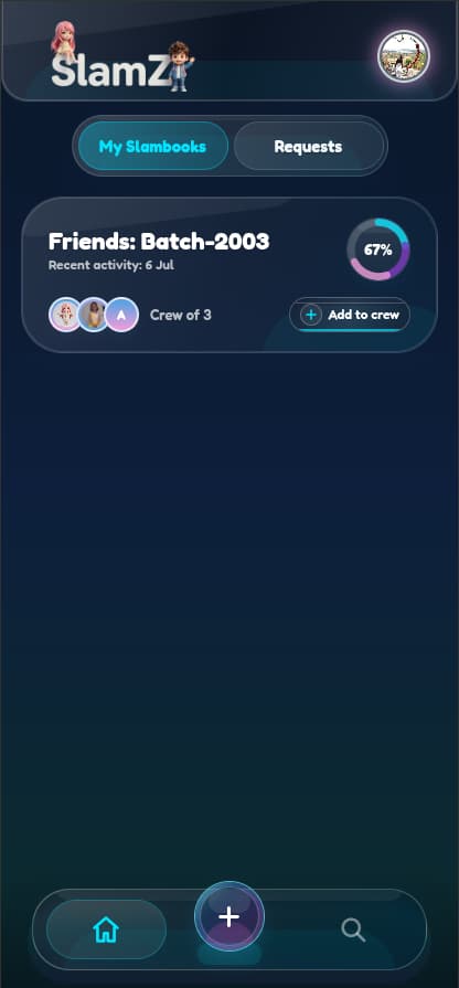 SlamZ dark mode detail screen